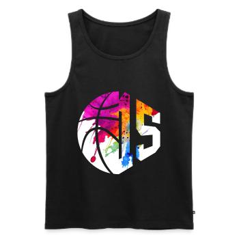 NR. 15 NUMMER 15 BASKETBALL 15. GEBURTSTAG - Männer Premium Bio Tank Top - Schwarz - Vorne - Michal (187cm)