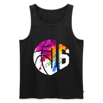 NR. 16 NUMMER 16 BASKETBALL 16. GEBURTSTAG - Männer Premium Bio Tank Top - Schwarz - Vorne - AI Model Male 178 light (178cm)