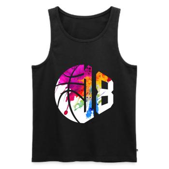 NON. 18 NUMÉRO 18 BASKET 18E ANNIVERSAIRE - Débardeur bio Premium Homme - noir - Devant - Michal (187cm)
