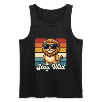 Löwe Stay Wild Kinder Shirt Lustig Geschenk - Männer Premium Bio Tank Top - Schwarz - Vorne - AI Model Male 178 light (178cm)