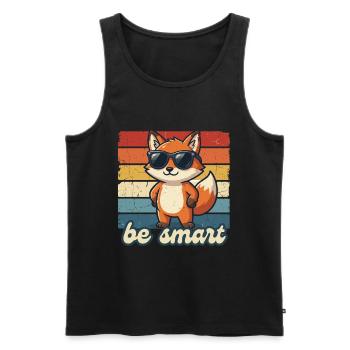 Lustiger Fuchs Be Smart Shirt Geschenk Idee - Männer Premium Bio Tank Top - Schwarz - Vorne - Michal (187cm)