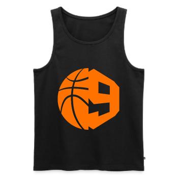 NON. 9 BASKETBALL NUMÉRO 9 BASKETBALL 9E ANNIVERSAIRE - Débardeur bio Premium Homme - noir - Devant - Michal (187cm)