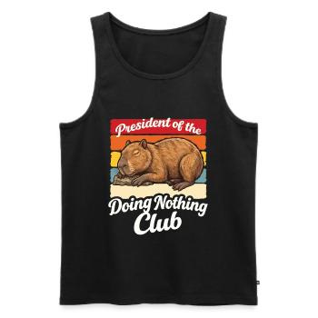 Capybara President Lazy Shirt Funny Gift - Men's Premium Organic Tank Top - black - Front - Michal (187cm)