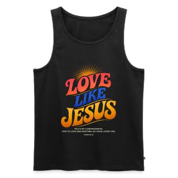 T-shirt Jésus : Amour comme Jésus Cadeau chrétien - Débardeur bio Premium Homme - noir - Devant - Michal (187cm)