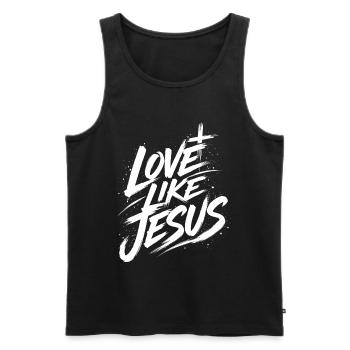 T-shirt Jésus : Amour comme Jésus Cadeau chrétien - Débardeur bio Premium Homme - noir - Devant - Michal (187cm)
