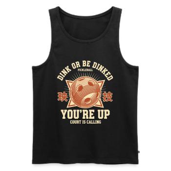Pickleball, lustiger Gurkenball Dink Or Be Dinked - Männer Premium Bio Tank Top - Schwarz - Vorne - Michal (187cm)