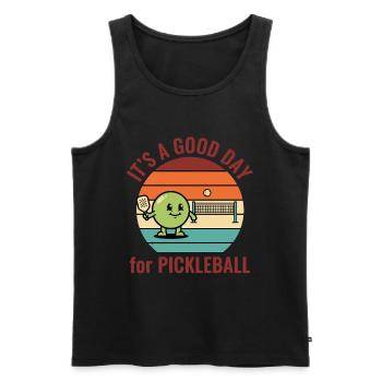 Pickleball: Es ist ein guter Tag für Pickleball. Lustig. - Männer Premium Bio Tank Top - Schwarz - Vorne - AI Model Male 178 light (178cm)