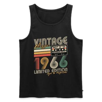 Vintage, 1966, Vintage Retro, Cadeau d’anniversaire - Débardeur bio Premium Homme - noir - Devant - Michal (187cm)