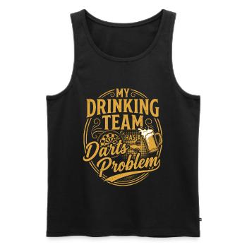 Darts Bier Shirt Lustig Geschenk Dartspieler - Männer Premium Bio Tank Top - Schwarz - Vorne - Michal (187cm)