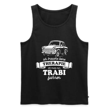 Trabi fahren | Ich brauche keine Therapie - Männer Premium Bio Tank Top - Schwarz - Vorne - Michal (187cm)