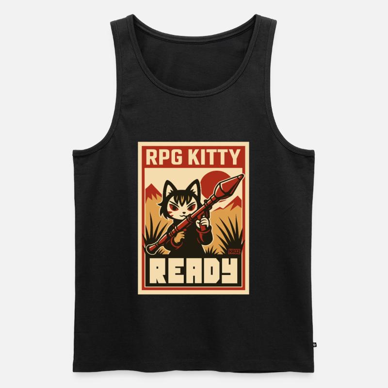 RPG Kitty Ready Poster - Männer Premium Bio Tank Top - Schwarz
