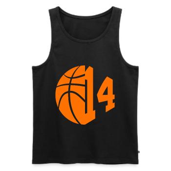NUMÉRO 14 BASKETBALL 14E ANNIVERSAIRE - Débardeur bio Premium Homme - noir - Devant - AI Model Male 178 light (178cm)