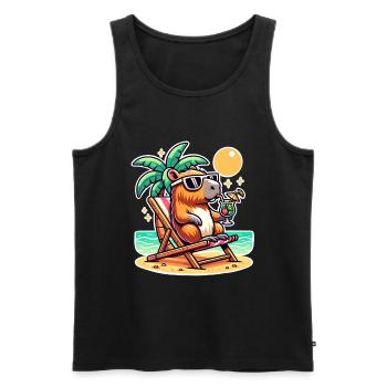 Vacances de Capybara - Débardeur bio Premium Homme - noir - Devant - Michal (187cm)