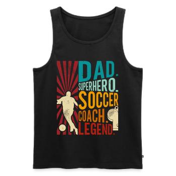 Soccer Coach Dad Superhero Father Legend - Men's Premium Organic Tank Top - black - Front - AI Model Male 178 light (178cm)