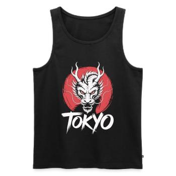 Tokyo Dragon Shirt style samouraï japonais streetwear - Débardeur bio Premium Homme - noir - Devant - Michal (187cm)
