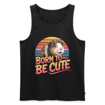 Born To Be Cute Guinea Pig T-Shirt Retro - Men's Premium Organic Tank Top - black - Front - Michal (187cm)