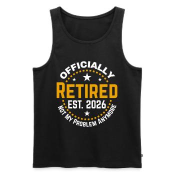 Funny im Ruhestand 2026 OFFIZIELL IM RUHESTAND 2026 - Männer Premium Bio Tank Top - Schwarz - Vorne - Michal (187cm)