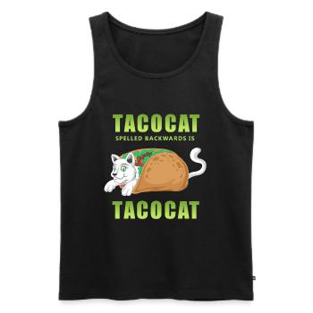 Taco Cat Palindrome Shirt - Men's Premium Organic Tank Top - black - Front - AI Model Male 178 light (178cm)