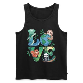 Nature Love Shirt Panda Tortue Paresseuse - Débardeur bio Premium Homme - noir - Devant - Michal (187cm)