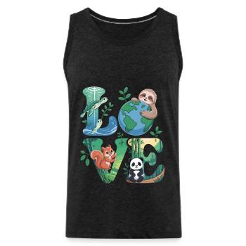Nature Love Shirt Panda Tortue Paresseuse - Débardeur bio Premium Homme - charbon - Devant - Alexander (188cm)