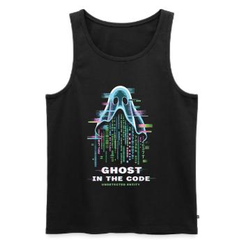 Ghost in the Code T-Shirt Hacker Geist Glitch - Männer Premium Bio Tank Top - Schwarz - Vorne - AI Model Male 178 light (178cm)