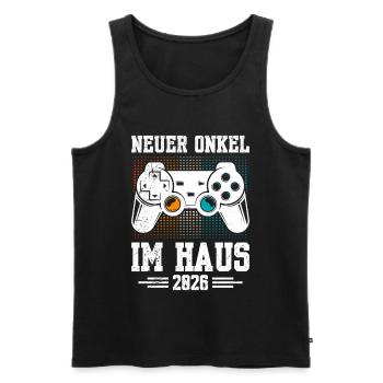 Familie Set NEW UNCLE ON THE BLOCK 2026 LUSTIG - Männer Premium Bio Tank Top - Schwarz - Vorne - AI Model Male 178 light (178cm)