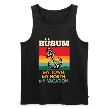 BÜSUM MEINE STADT MEIN NORDEN MEIN URLAUB Lustig - Männer Premium Bio Tank Top - Schwarz - Vorne - Michal (187cm)