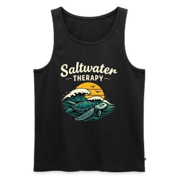 Saltwater Therapy Turtle Shirt Ocean Vibes - Men's Premium Organic Tank Top - black - Front - AI Model Male 178 light (178cm)