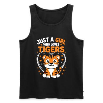 Cute tiger design with hearts and stars - Men's Premium Organic Tank Top - black - Front - Michal (187cm)