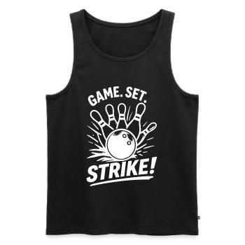 Ensemble de jeu : Strike Bowling Champion Sport Look - Débardeur bio Premium Homme - noir - Devant - AI Model Male 178 light (178cm)