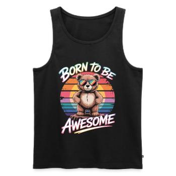 Bear with Sunglasses - Born To Be Awesome - Men's Premium Organic Tank Top - black - Front - Michal (187cm)