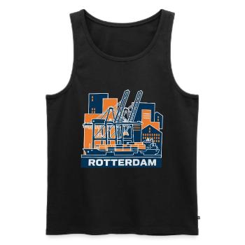 Rotterdam Hafen Kran Containerschiff - Männer Premium Bio Tank Top - Schwarz - Vorne - AI Model Male 178 light (178cm)