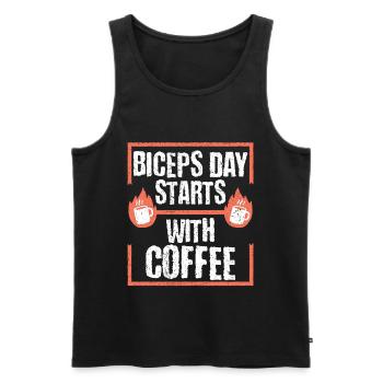 Biceps Bicep Training Bodybuilder Gym - Men's Premium Organic Tank Top - black - Front - AI Model Male 178 light (178cm)