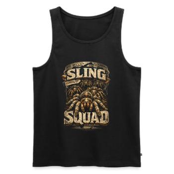 Tarantula Sling Squad - Men's Premium Organic Tank Top - black - Front - AI Model Male 178 light (178cm)