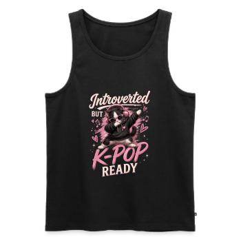 Introverted But K Pop Ready - Men's Premium Organic Tank Top - black - Front - Michal (187cm)