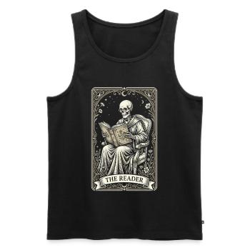Gothic Skelett Leser Vintage Floral - Männer Premium Bio Tank Top - Schwarz - Vorne - Michal (187cm)