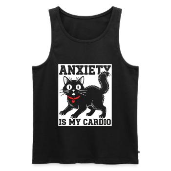 L’anxiété, c’est mon chat cardio - Débardeur bio Premium Homme - noir - Devant - AI Model Male 178 light (178cm)