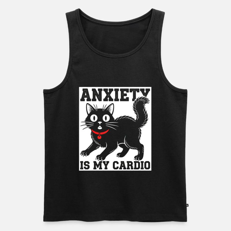 L’anxiété, c’est mon chat cardio - Débardeur bio Premium Homme - noir