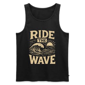 RIDE THE WAVE Vintage Surf Waves Statement - Men's Premium Organic Tank Top - black - Front - AI Model Male 178 light (178cm)