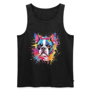 Color Splash Boston Terrier Portrait - Men's Premium Organic Tank Top - black - Front - Michal (187cm)