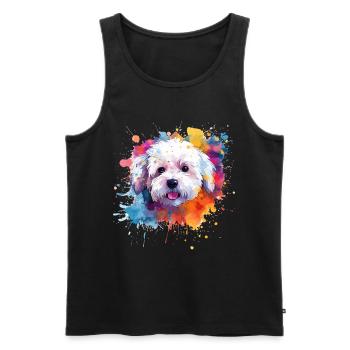 Splash Art Bichon Fris Dog Colorful - Männer Premium Bio Tank Top - Schwarz - Vorne - AI Model Male 178 light (178cm)