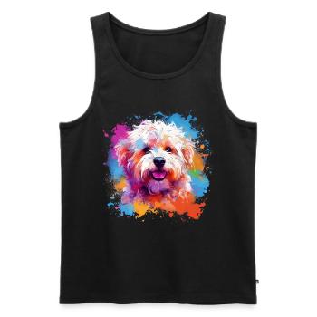 Bunte Hundespritzkunst Bichon Fris - Männer Premium Bio Tank Top - Schwarz - Vorne - AI Model Male 178 light (178cm)