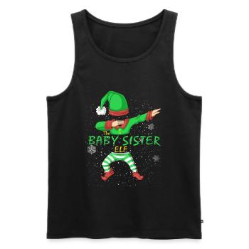 Weihnachtsshirt der kleinen Schwester Elf - Männer Premium Bio Tank Top - Schwarz - Vorne - AI Model Male 178 light (178cm)