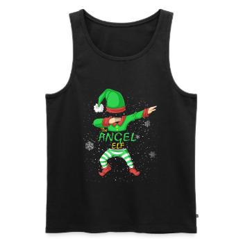 Angel Elf Family Christmas Shirt - Men's Premium Organic Tank Top - black - Front - Michal (187cm)