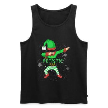 Chemise de Noël de la famille Elf Artiste - Débardeur bio Premium Homme - noir - Devant - Michal (187cm)