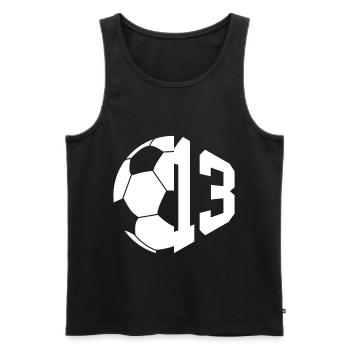 NR. 13 FUßBALLER NUMMER 13 FUßBALL 13. GEBURTSTAG - Männer Premium Bio Tank Top - Schwarz - Vorne - Michal (187cm)