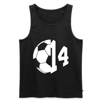 NON. 14 FOOTBALLEUR NUMÉRO 14 FOOTBALL 14E ANNIVERSAIRE - Débardeur bio Premium Homme - noir - Devant - AI Model Male 178 light (178cm)
