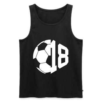 NON. 18 FOOTBALLEUR NUMÉRO 18 FOOTBALL 18E ANNIVERSAIRE - Débardeur bio Premium Homme - noir - Devant - Michal (187cm)
