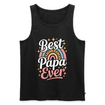 Best Papa Ever T-Shirt Regenbogen Vatertag - Männer Premium Bio Tank Top - Schwarz - Vorne - AI Model Male 178 light (178cm)