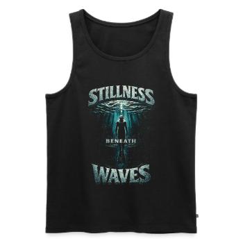 Apnée : calme sous les vagues - Débardeur bio Premium Homme - noir - Devant - AI Model Male 178 light (178cm)